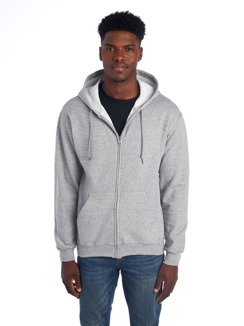 Jerzees -Men's NuBlend -Fleece -Sweatshirts & -Hoodies, Full Zip-Heather Grey, Large - Image 1